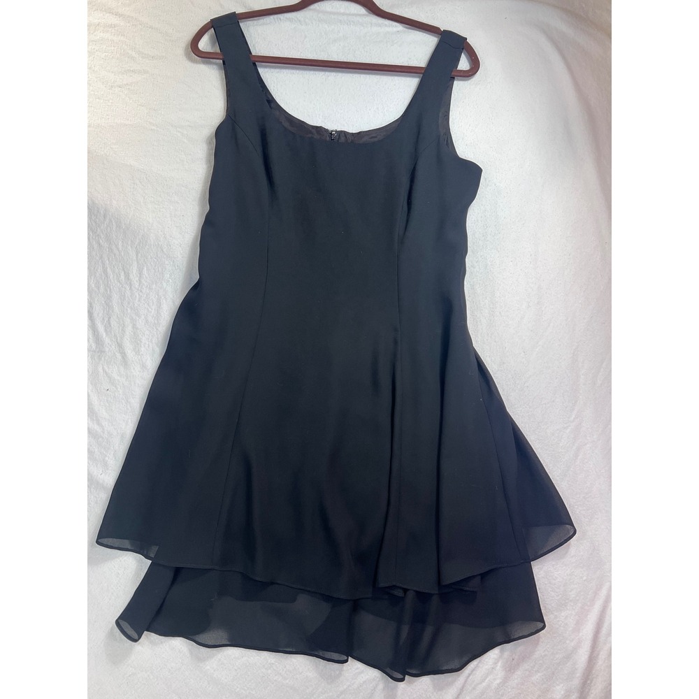 Hampton Nites Vintage Black Tiered Layered Sleeveless Cocktail Dress Size 12